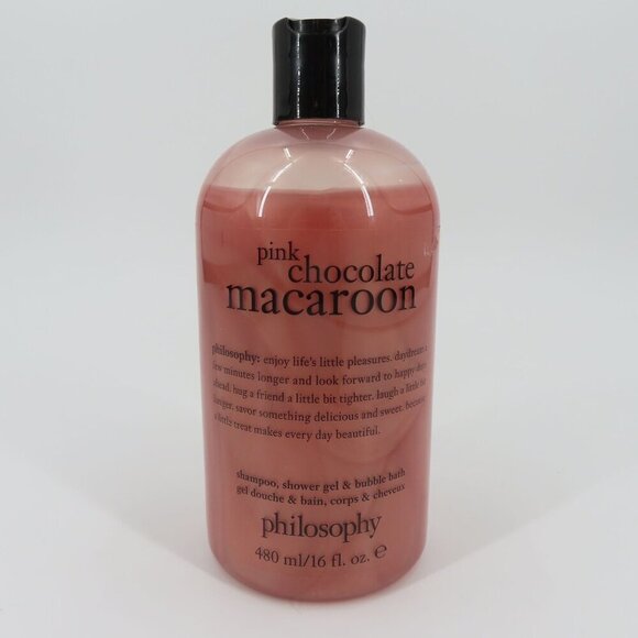 Philosophy Pink Chocolate Macaroon Shampoo Shower Gel Bubble Bath 16oz USED - Picture 9 of 10